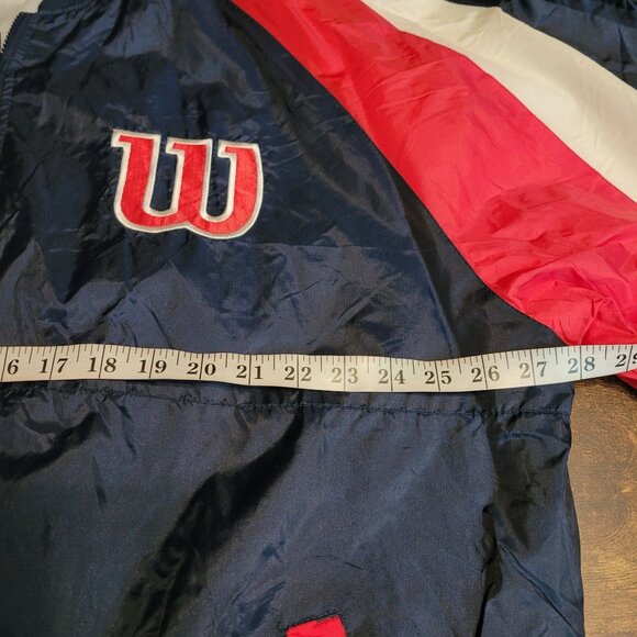 Vtg Wilson Windbreaker Track Jacket XL Pockets Embroidered Spell Out Y2K - Picture 11 of 14